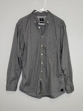 Bogner Men’s Grey Long Sleeve Casual Button Up Shirt Large Regular Fit Logo Fall